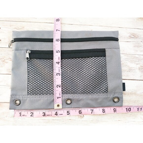 Staples 3-Ring Zipper Pouch Gray Binder Accessory Pencil Case Organizational - Picture 6 of 9